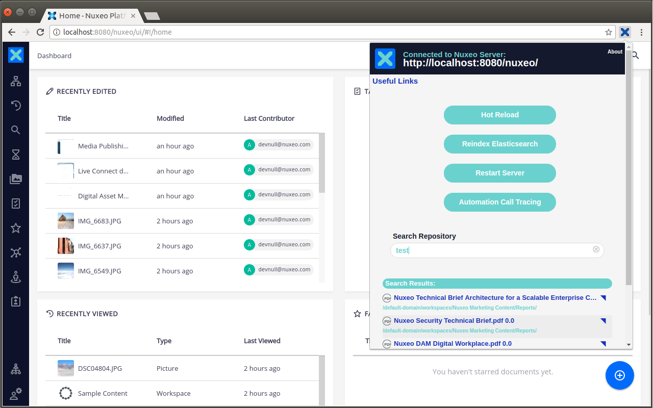 Searching documents from the Nuxeo Dev Tools extension