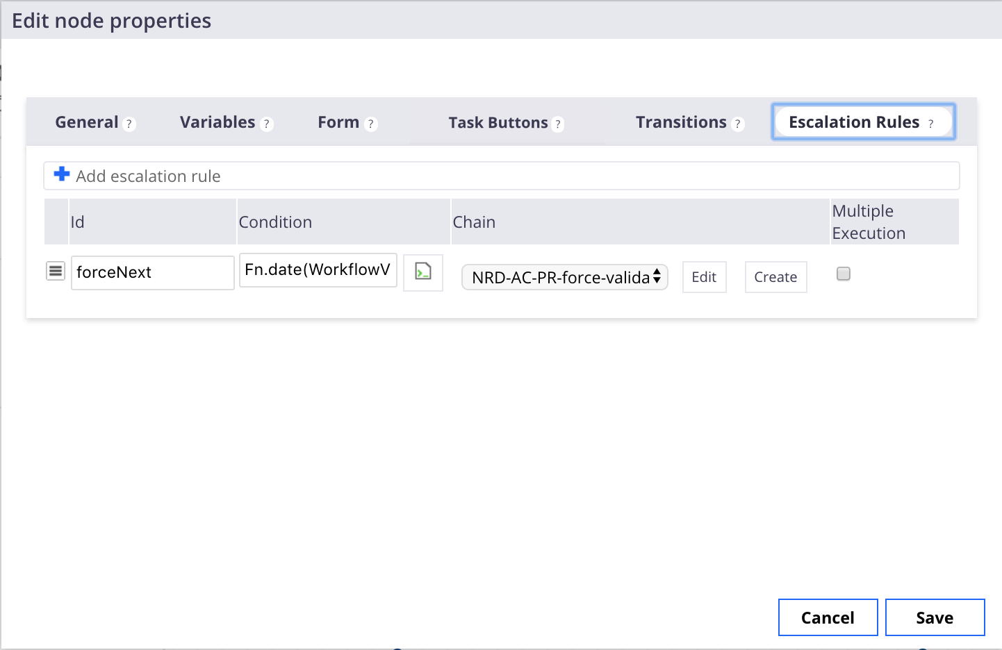 Workflow Escalation Tab