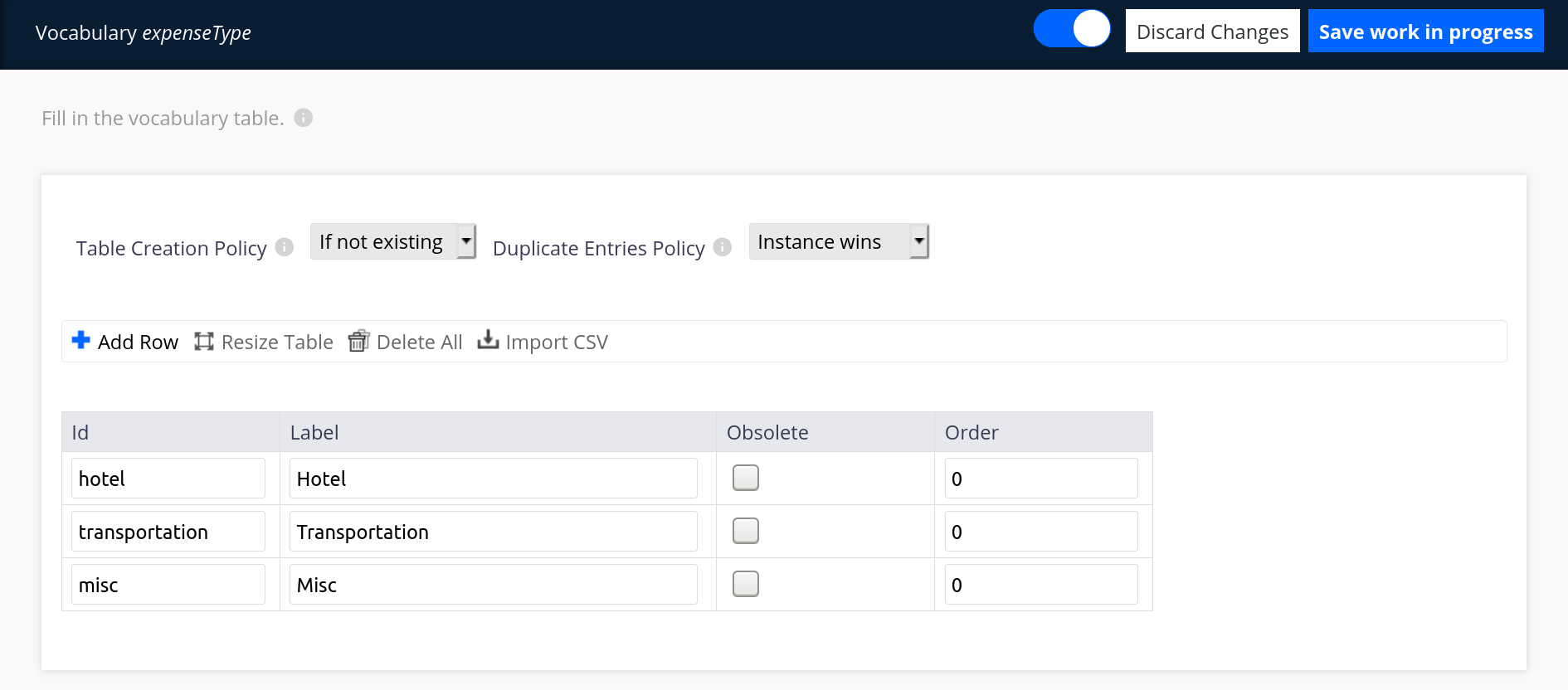 Duplicates Entries Policy