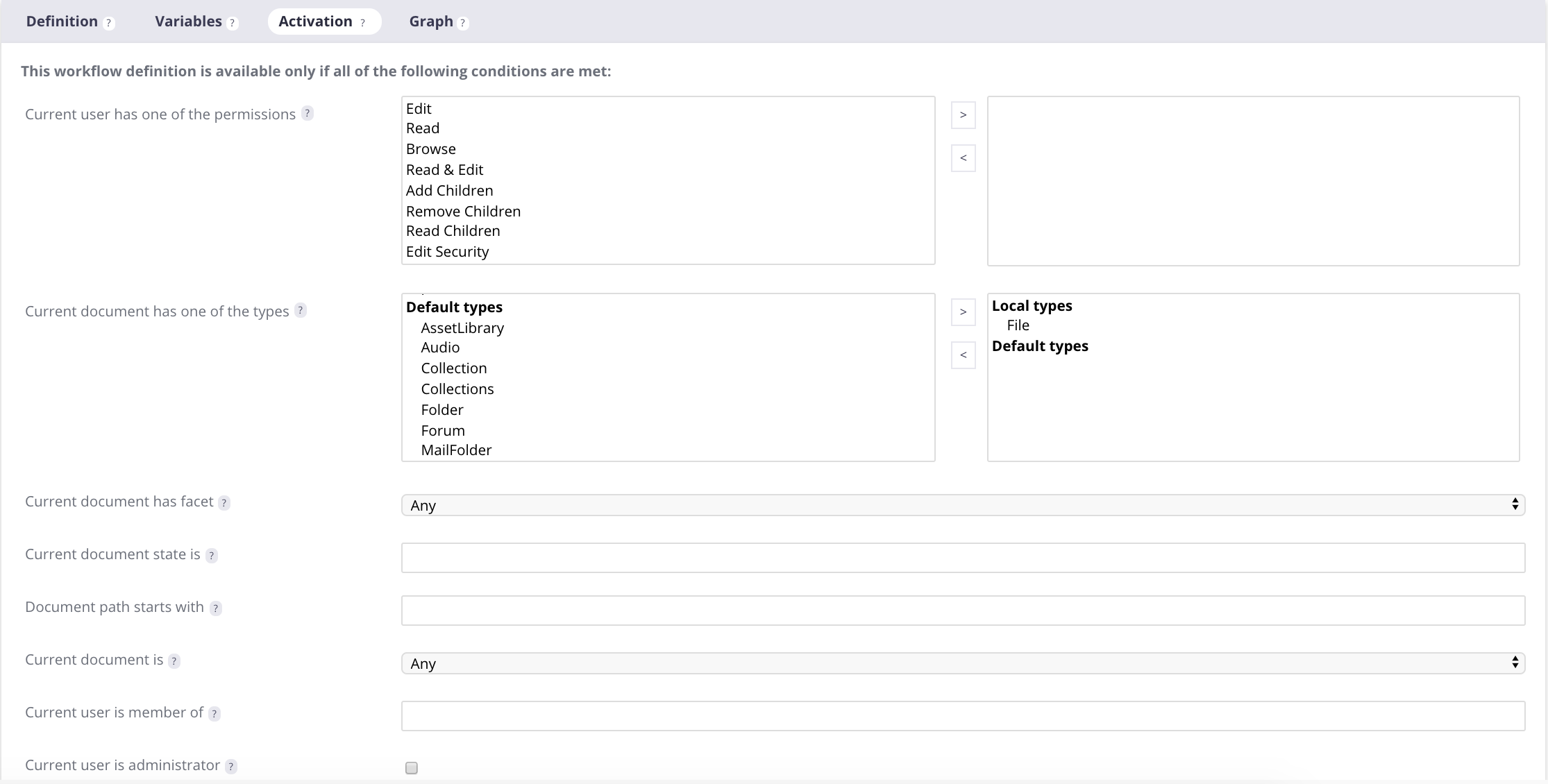 Workflow Activation Tab